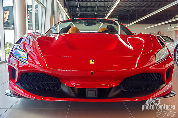 Red Ferrari Lower Angle Front View