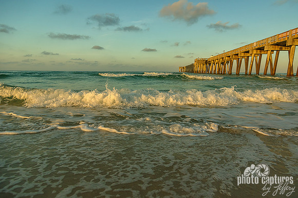 Sun on Wave Peaks and on MB Miller County Pier