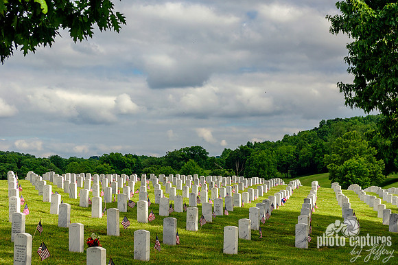 Under cloudy sky Veterans Cemetery