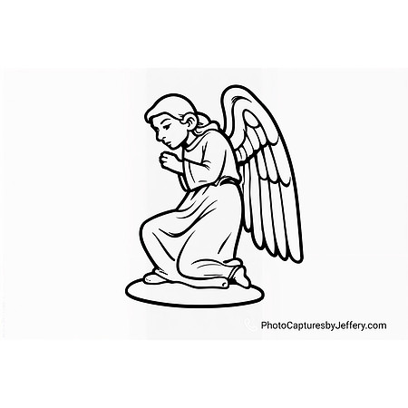 Kneeling winged angel emblem