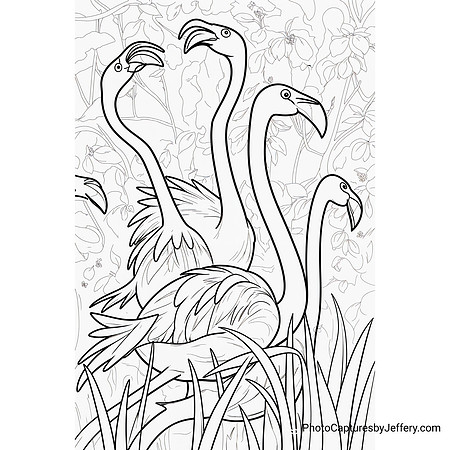 Two Caribbean Flamingos Being Feisty