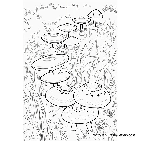 Curved Row of Chlorophyllum molybdites mushrooms