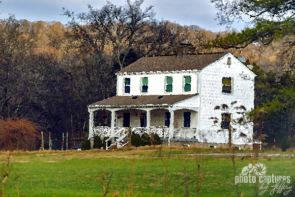 Rural Two Story Farmhouse in Digital Oil Paint