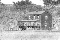 Rural Two Story Farmhouse Rendered as a Digital sketch