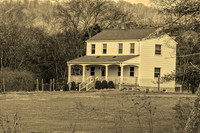 Rural Two Story Farmhouse in Sepia Tone