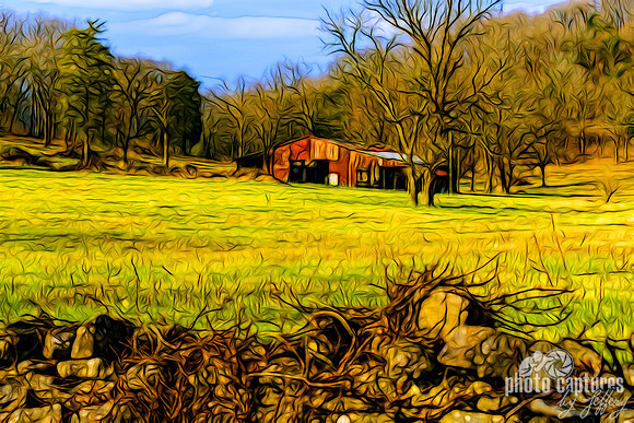 Artistic Rendering of Rural Rustic Barn