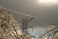 Powerlines Covered In Layer Of Ice