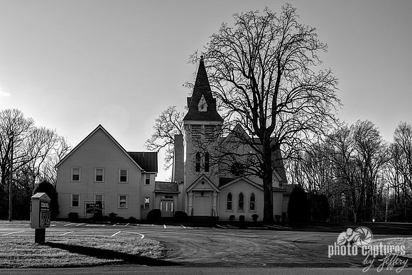 Cedar Hill Methodist Church Black and White