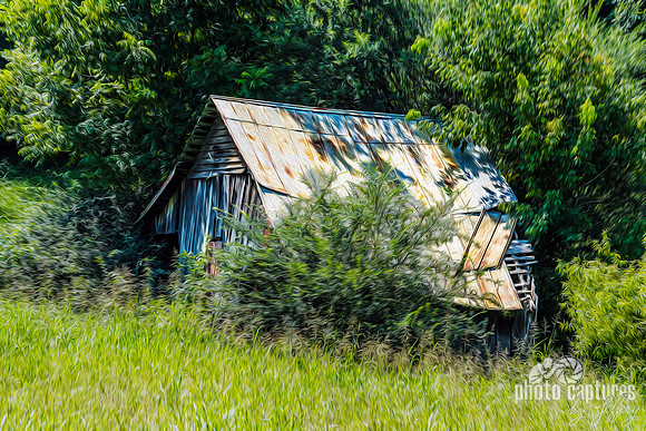 Painterly Old Rustic Barn Rural Countryside