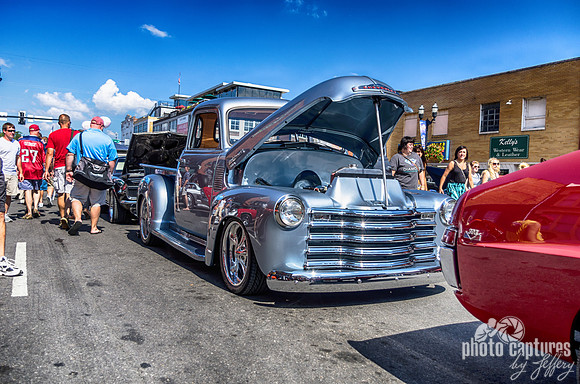 Silver Classic Truck Hood Up Downtown Nashville