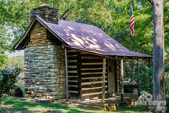 Side View Woodlawn Memorial Park Log Cabin Nashville TN