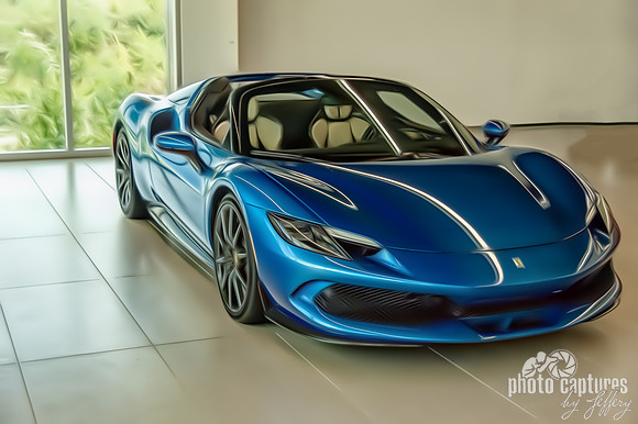Blue Ferrari artistic rendering