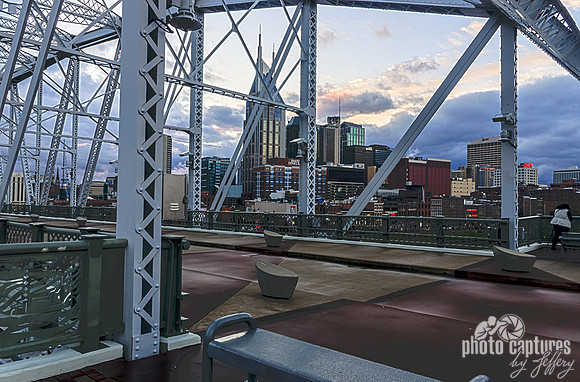 Looking Upon Nashville Across The Pedestrian Bridge