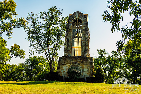 Commemorative stone tower Woodlawn Memorial Garden Landscape View