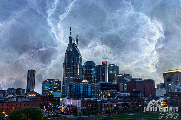 Dusk Over Nashville Tennessee Skyline
