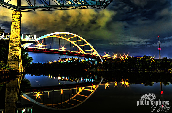 Night Time View Of The Korean Veterans Blvd Bridge Nashville TN