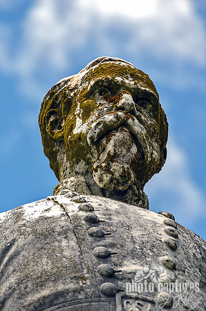 Closer view of Male Sculpture Maplewood Cemetery