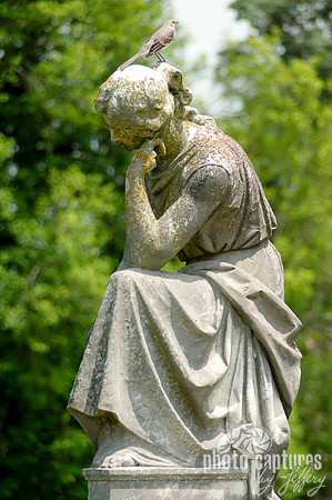 Lovely Bird on Head of Female Sculpture