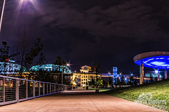 Looking Down The Side Walk At Night Cumberland Park Nashville TN