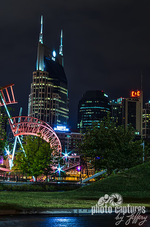 Ghost Ballet Sculpture With Nashville Skyline In The Back