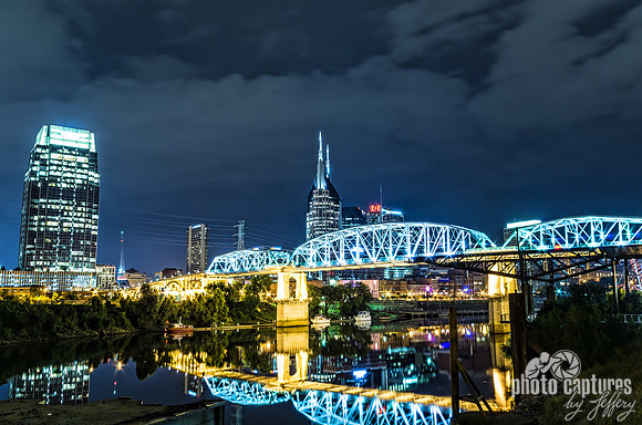 Shelby Street Pedestrian Bridge With Nashville Skyline
