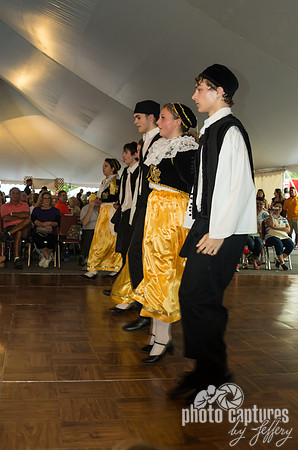 Folk Dancers Lined Up Greek Festival