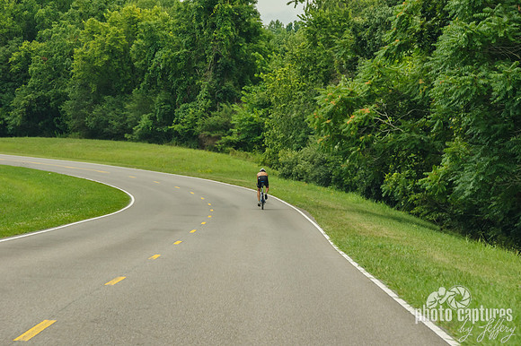 Bicyclist Biking Down the Natchez Trace