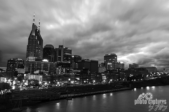 Black and White Cool Tones Nashville Skyline 10x15