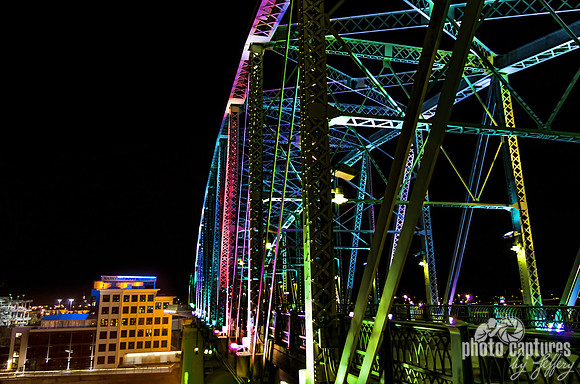 John Seigenthaler Pedestrian Bridge colorful side view 10x15