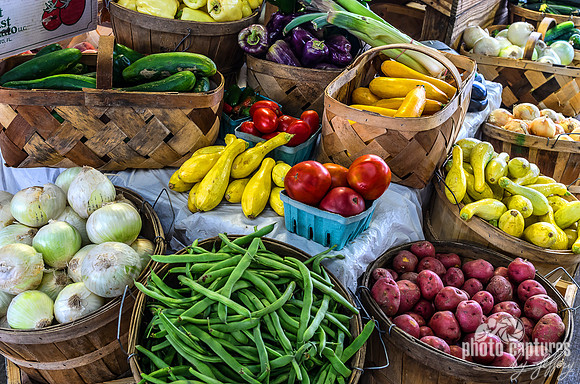 Bushels of vegetables Nashville Farmers Market