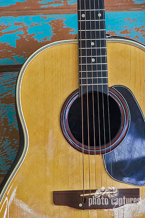 Acoustic guitar rustic door