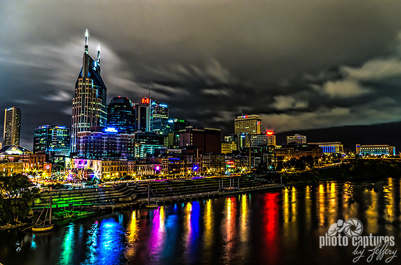 Reflections in water riverfront Music City Nashville 12x18 Rounded Frame