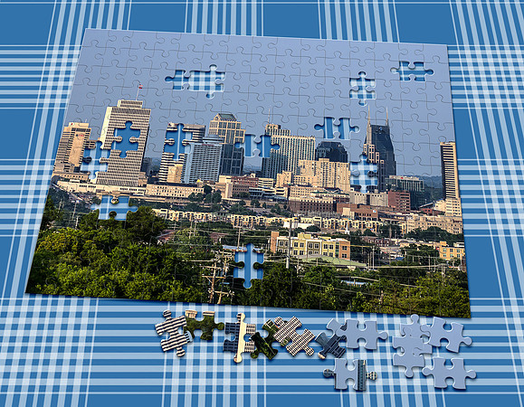 Skirting the tree line Nashville cityscape puzzle