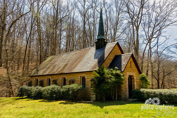 Oil paint rendering of Cumberland Presbyterian Church
