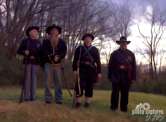 Civil War soldiers four on the hill