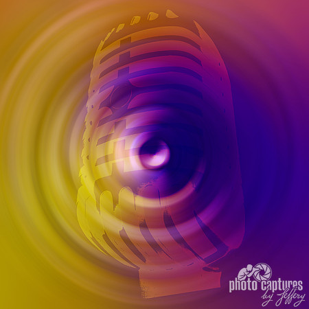 Psychedelic magical circles square old microphone
