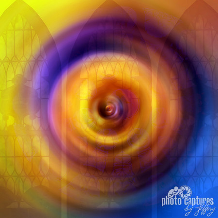 Psychedelic magical circles square three windows