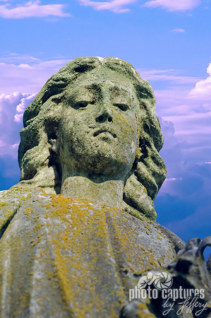Female sculpture with flower Elmwood Cemetery
