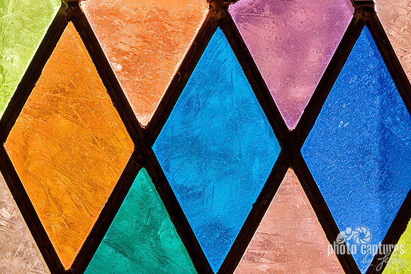 Blue Blue Orange Stained Glass Diamond Panels