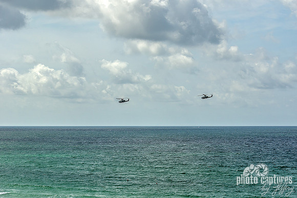Two Helicopters over the Gulf