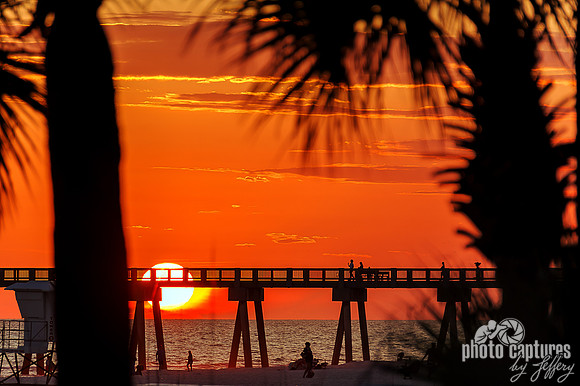 Sunset Pier Palm Trees Panama Beach FL