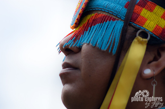 Beads covering eyes side view Mount Juliet Powwow