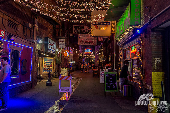 View of Printers Alley at night Nashville TN