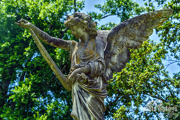 Landscape View Angel Female Sculpture Arm Resting