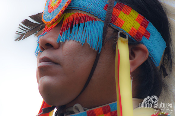 Beads covering eyes feather to the side Mount Juliet Powwow