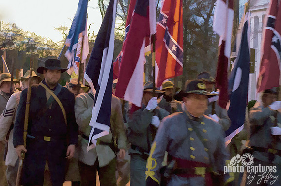 Generals and Soliders marching on past