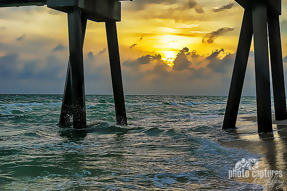 Splash Of Water Waves Roll In Sunset View artistic painterly