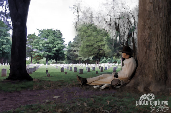 Lone soldier looking over the cemetery