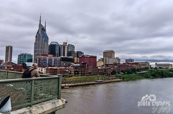 Man on Shelby Street bridge