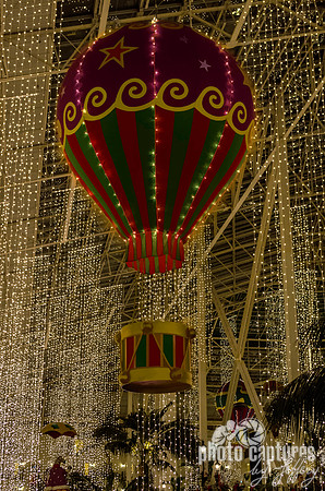 Hot air balloon hanging down from ceiling